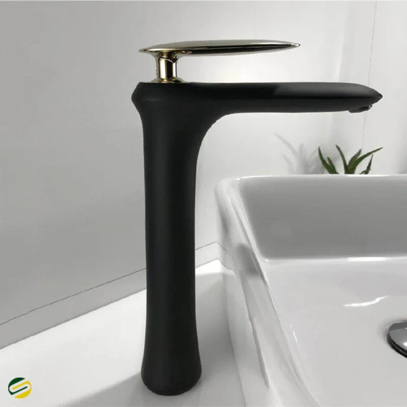 Afralia™ Black & White Brass Bathroom Faucet with Single Lever Control