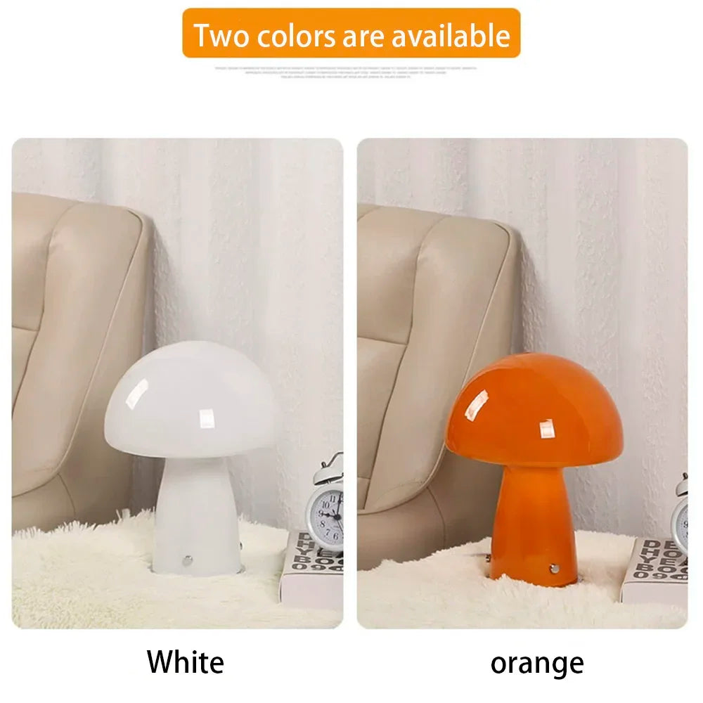Afralia™ Glass Mushroom Bedside Lamp | Dimmable Swirl Light for Home Decor