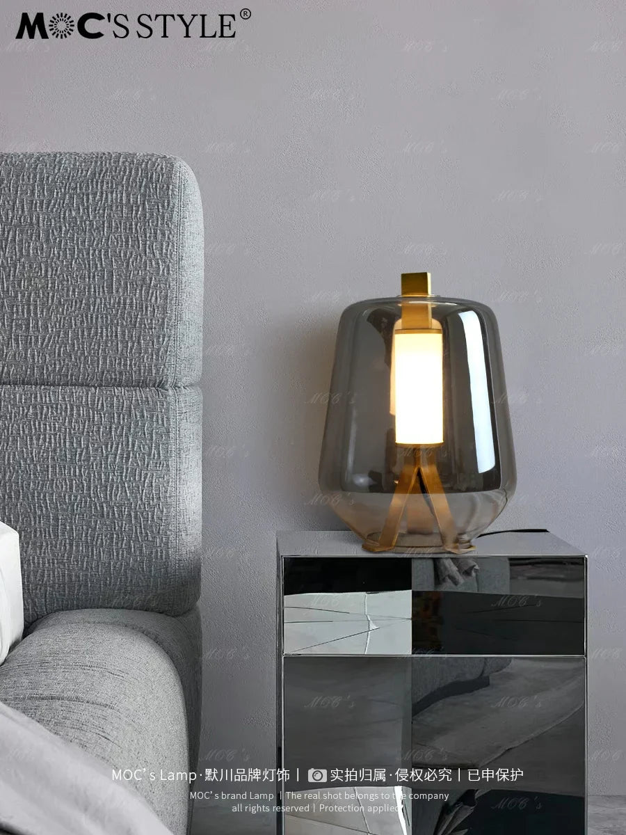 Afralia™ Nordic Glass Table Lamp Modern Luisa Desk Lamp LED Reading Lighting