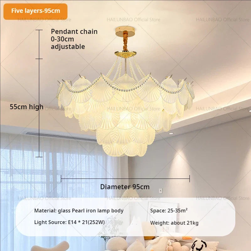 Afralia™ Pearl Feather Crystal Chandelier: French Romantic Lighting for Superior Living & Bedroom