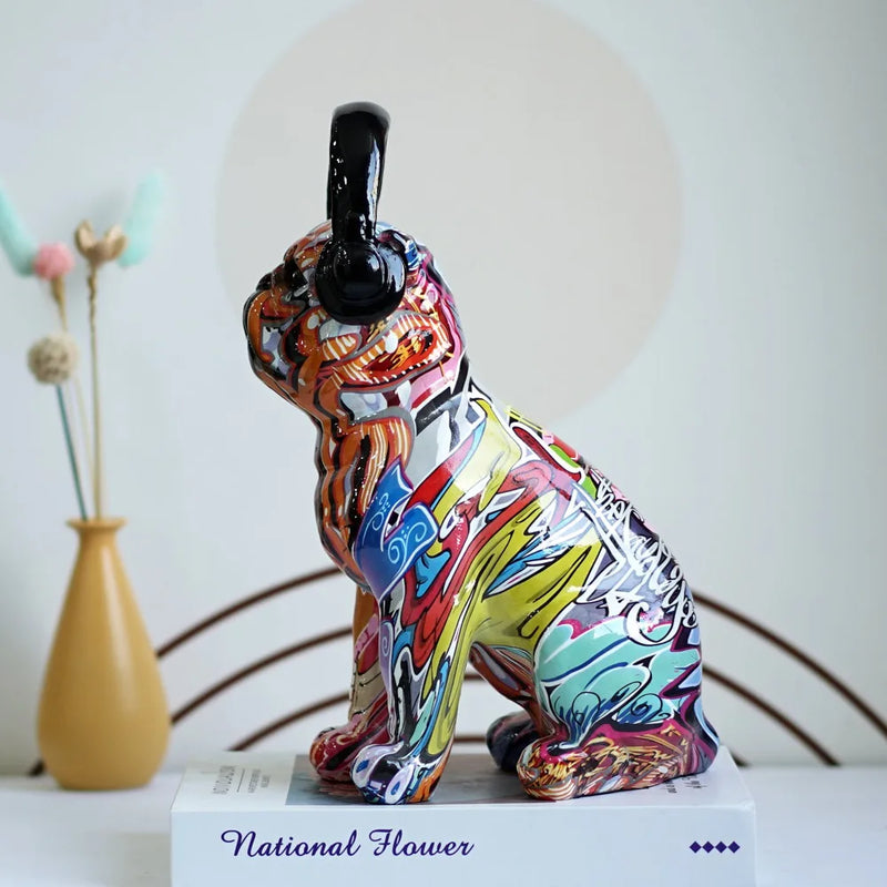 Afralia™ Colorful Bulldog Sculptures: Modern Art Figurines for Home Decor