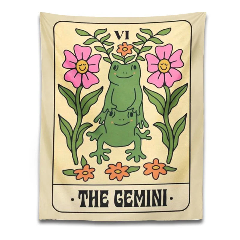 Afralia™ Gemini Frog Constellation Wall Hanging Tapestries for Boho Room Decor