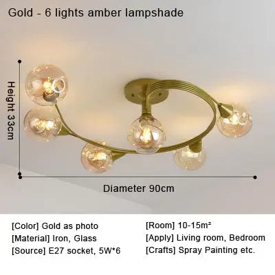 Afralia™ Glass Nordic Ceiling Chandelier for Home Decor Lighting