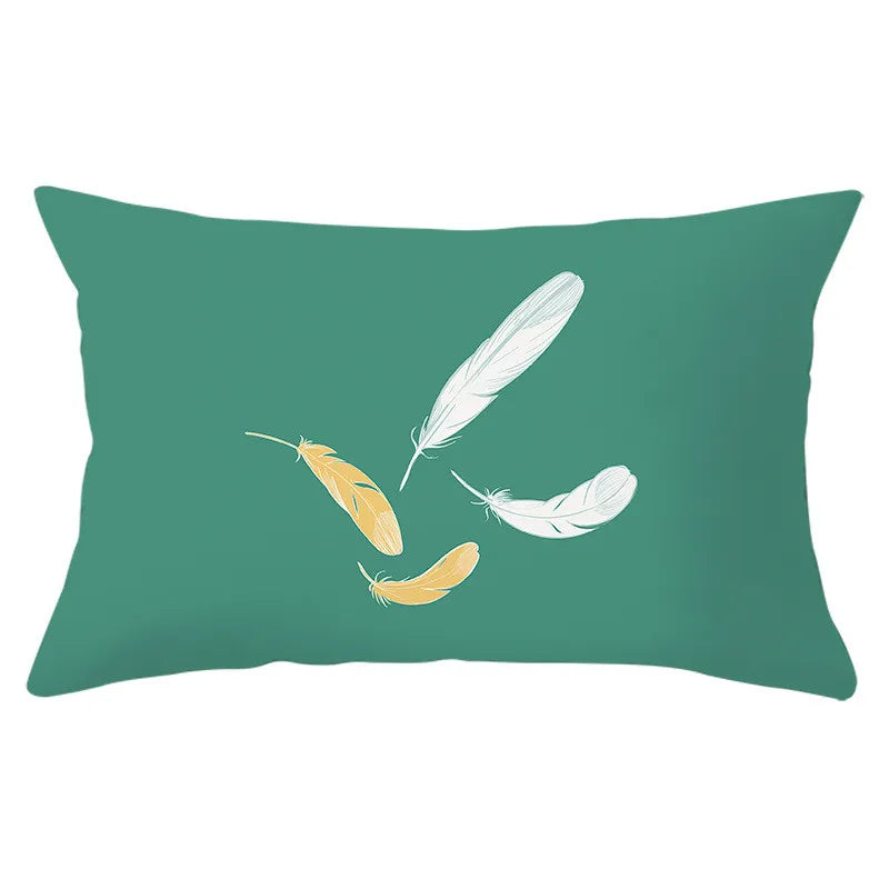 Afralia™ Feather Print Pillowcase - Home Decorative Sofa Cushions - Polyester Pillowcover