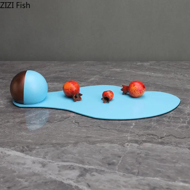 Afralia™ Blue Liquid Ornaments Abstract Crafts Desk Sculpture Room Decoration