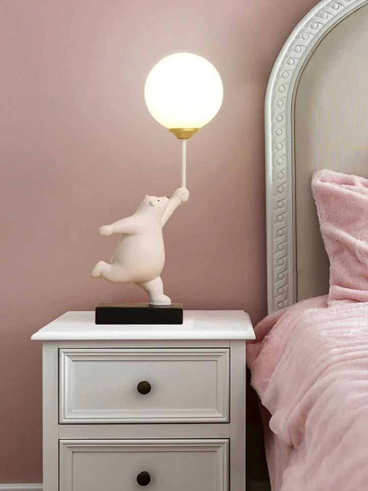 Afralia™ Modern Bear LED Desk Lamp Resin Art Deco Bedroom Living Room Loft Decor