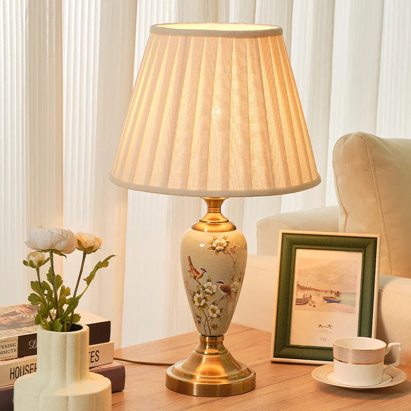 Afralia™ Vintage Chinese Style Ceramic Table Lamp for Bedroom Living Room, Hallway Desk, Home
