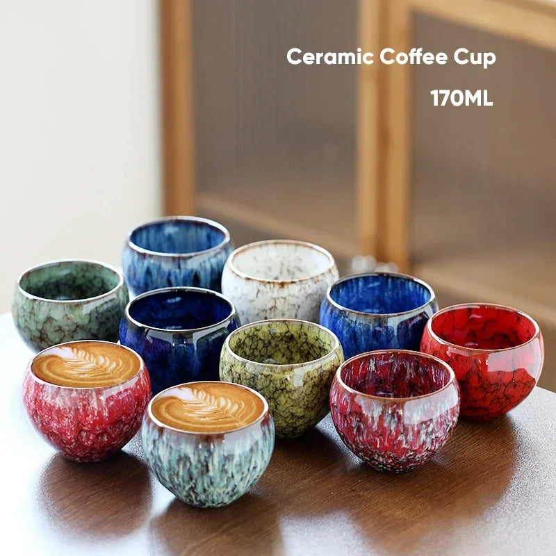 Afralia™ 170ml Ceramic Coffee Cup Kung Fu Tea Cups Pottery Drinkware Egg Style