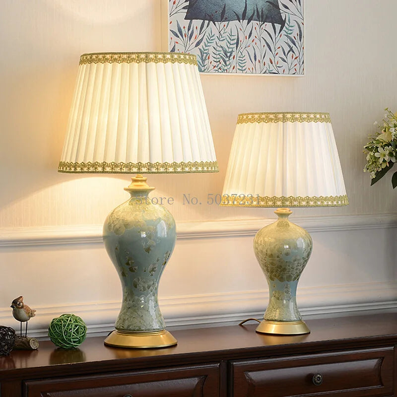 Afralia™ Country Ceramic Table Lamp for Eye Protection, Bedroom Decor & Study