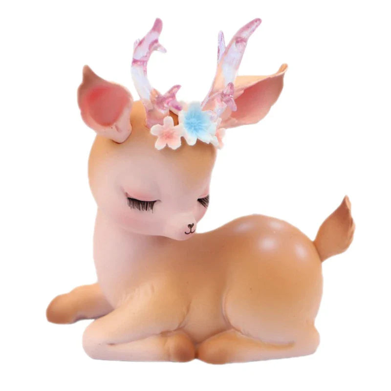 Afralia™ Resin Fawn Figurine Sculpture Deer Ornament for Home Decor and Gifts