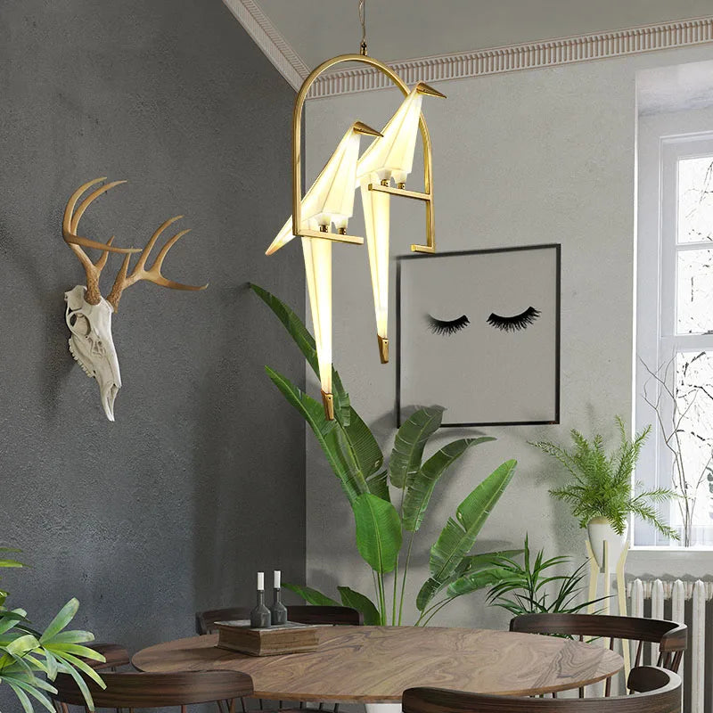 Afralia™ Origami Bird Cage Pendant Light for Home Decor