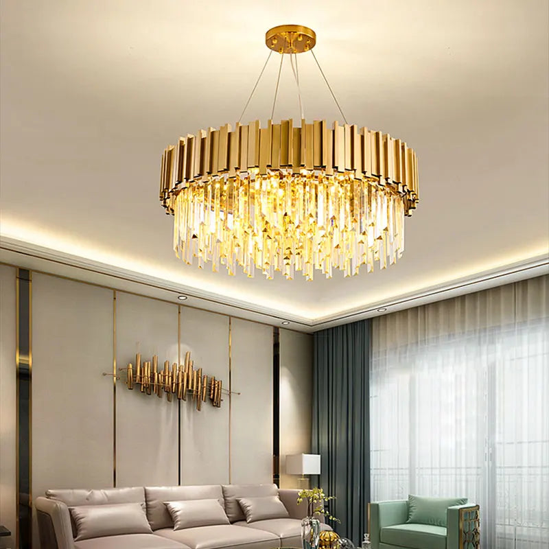 Afralia™ Crystal Chandelier: Elegant Villa Pendant Lights for Living Room and Bedroom