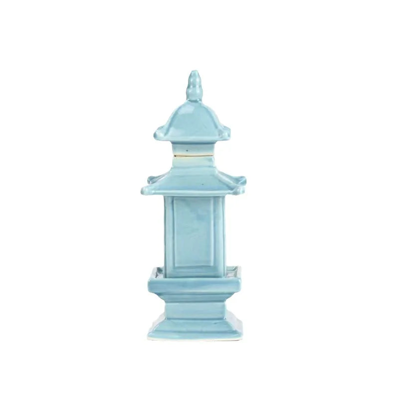 Afralia™ Blue and White Porcelain Layered Tower Vases