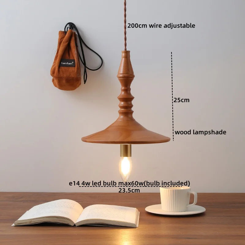 Afralia™ Wood LED Pendant Lamp Japanese Hanging Light Chandelier for Indoor Living Room