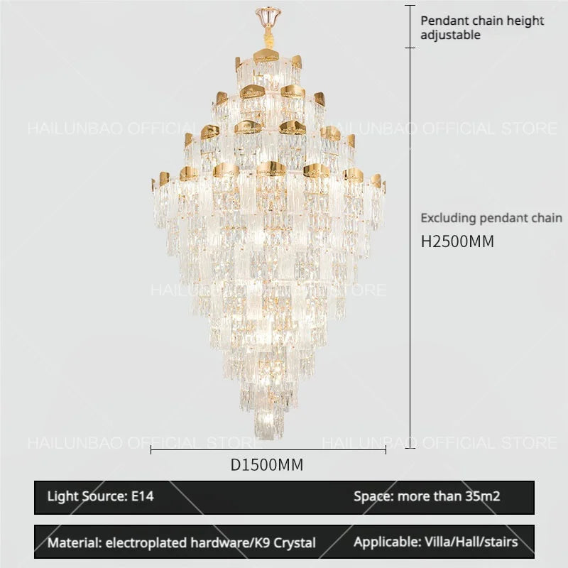 Afralia™ Spiral Staircase Chandelier: Modern Crystal Light for High Livingroom