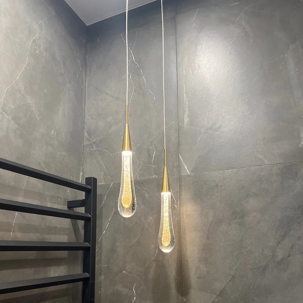Afralia™ Crystal Glass LED Pendant Lights for Restaurant, Bar, and Staircase
