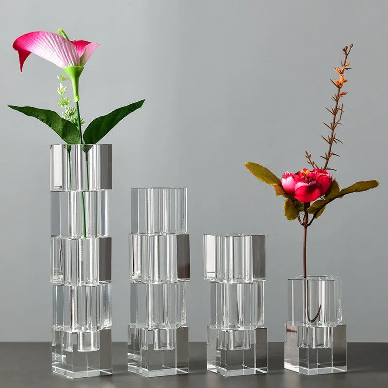 Afralia™ Geometric Glass Vase Stack for Home Decor & Flower Arrangement