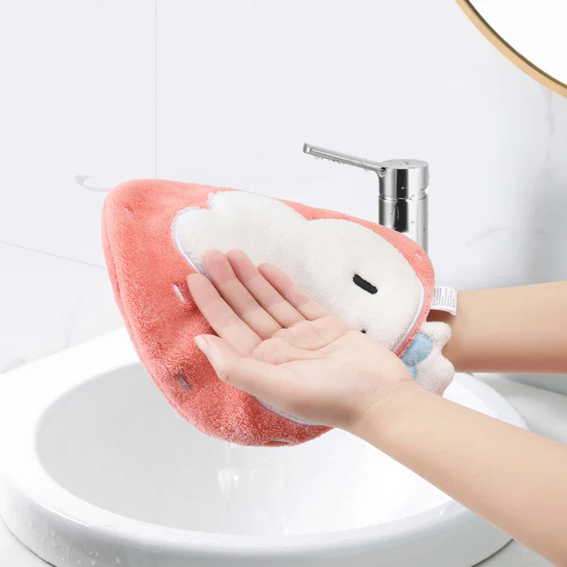 Afralia™ Cartoon Animal Coral Fleece Hand Towel: Quick Dry for Home, Kitchen, Bathroom