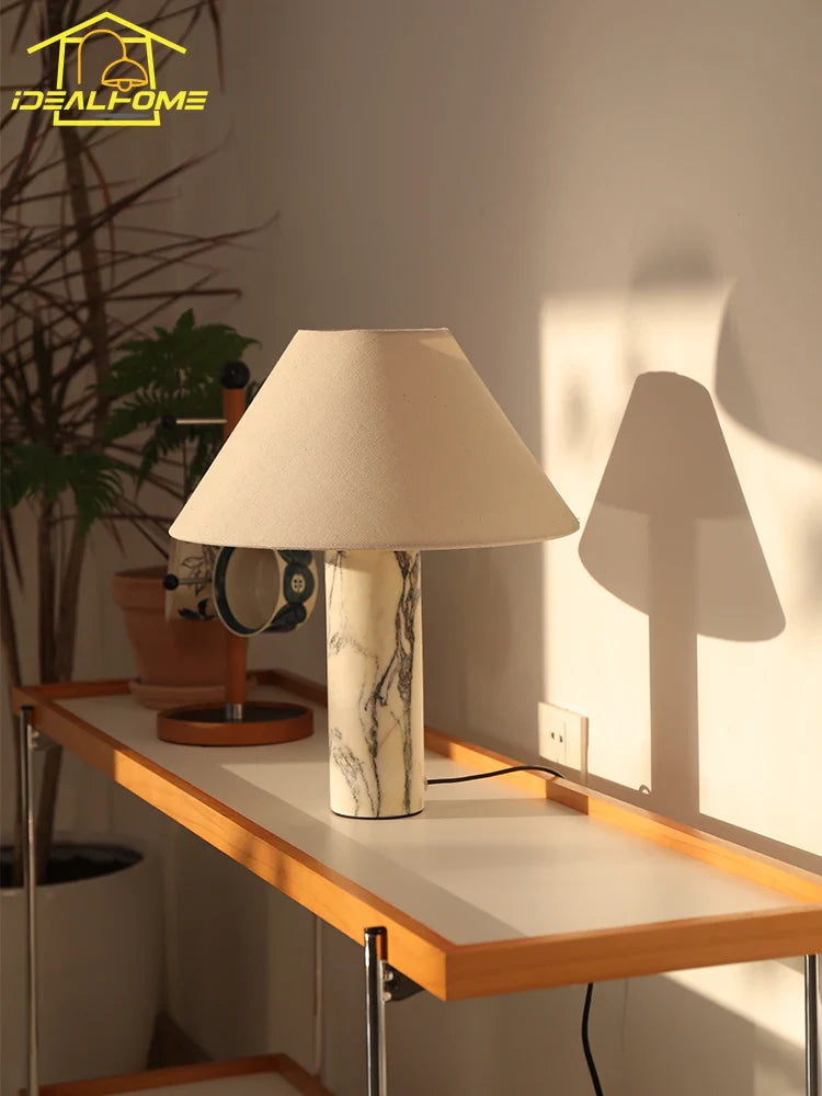 Afralia™ Marble Table Lamp LED E27 Minimalist Desk Light Bedroom Study Studio