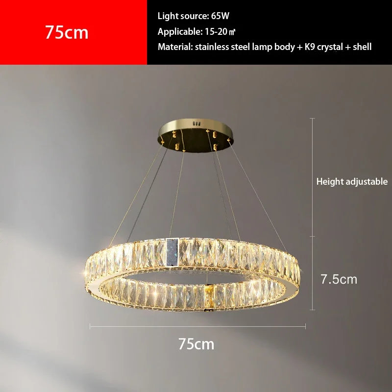 Afralia™ Crystal Round Ceiling Chandelier LED Lighting Fixtures for Kitchen Dining Room & Villa