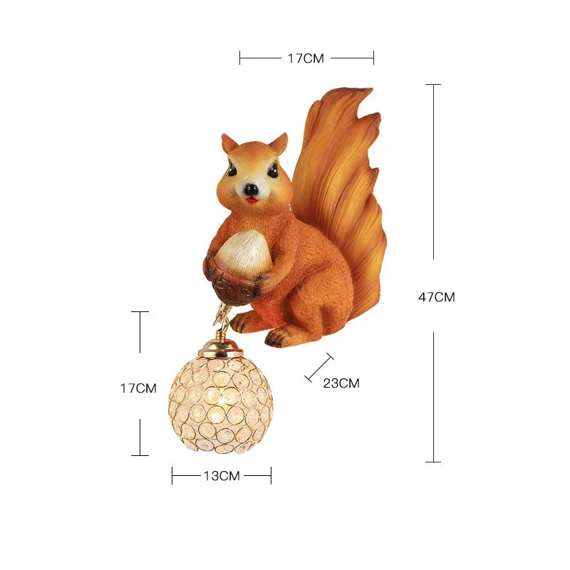 Afralia™ Cute Squirrel Resin LED Wall Lamps for Home Decor and Lighting