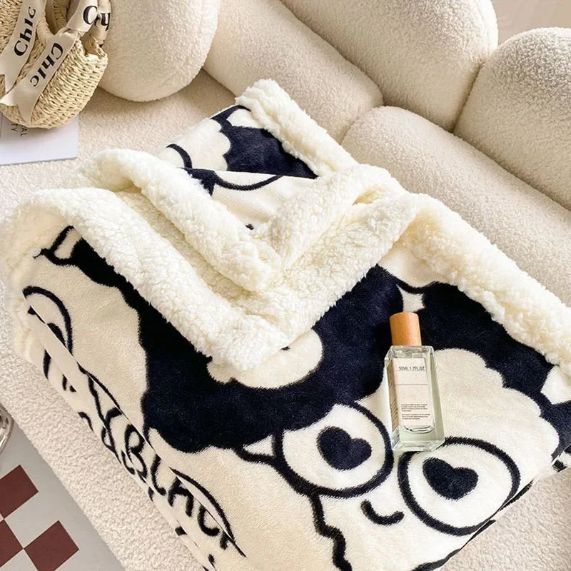 Afralia™ Cartoon Print Cozy Blanket - Milk Velvet & Cashmere - Winter/Spring Duvet Cover