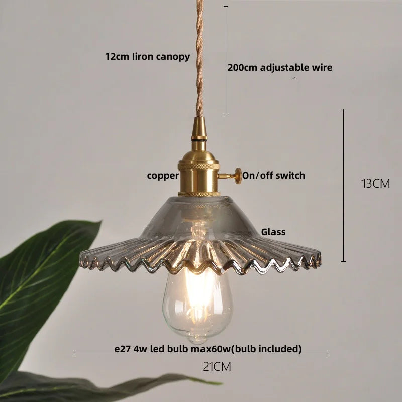 Afralia™ Yellow Glass Wire LED Pendant Light Modern Home Decor Nordic Hanging Lamp