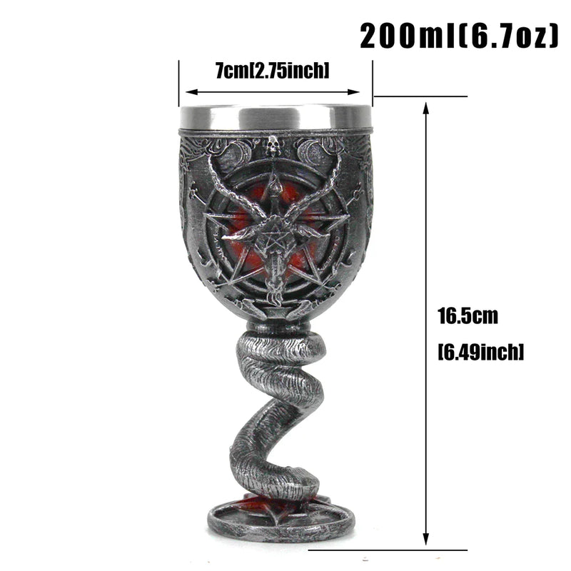 Afralia™ Baphomet Wine Glass Horn Cocktail Stainless Steel Goblet Whiskey Cup Bar Drinkware