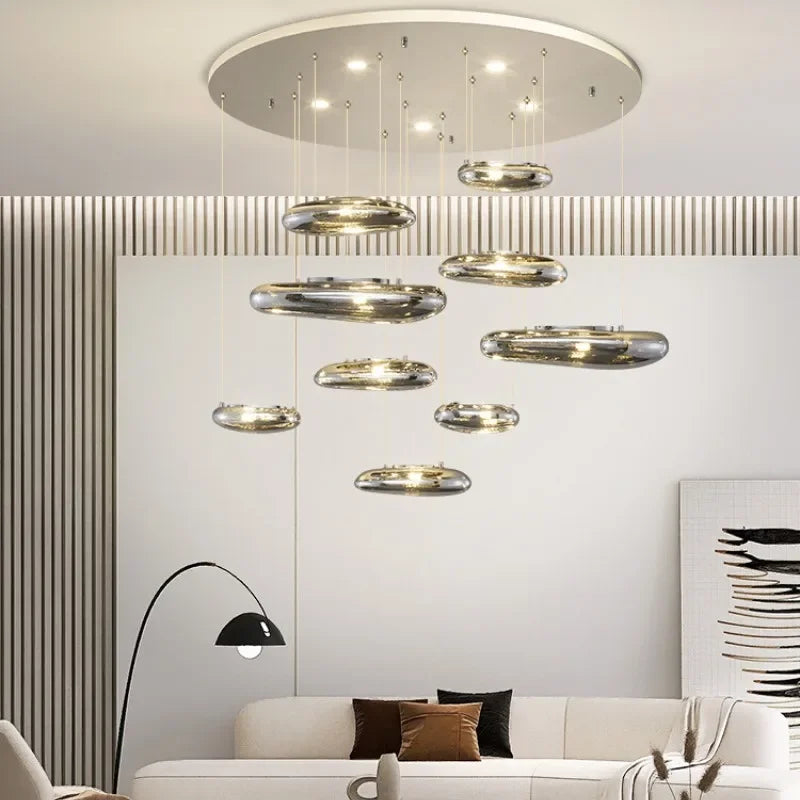 Afralia™ Luxury Chrome Ceiling Chandelier: Modern Living Room Villa Lustre LED Pendant Light