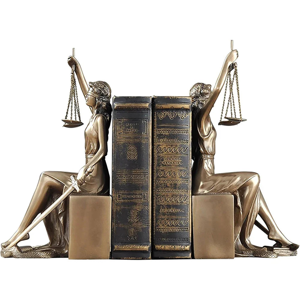 Resin Lady Justice Bookends - Afralia™ Roman Goddess Sculpture for Home Decor & Gifts