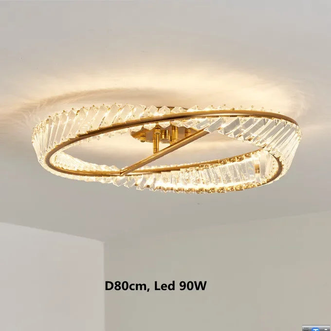 Afralia™ Gold Metal LED Dimmable Ceiling Light with K9 Crystals
