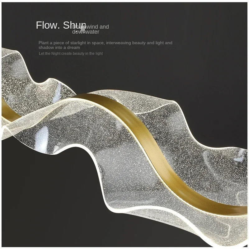 Afralia™ Wave LED Pendant Lights Dimmable Acrylic Chandelier for Home Decor