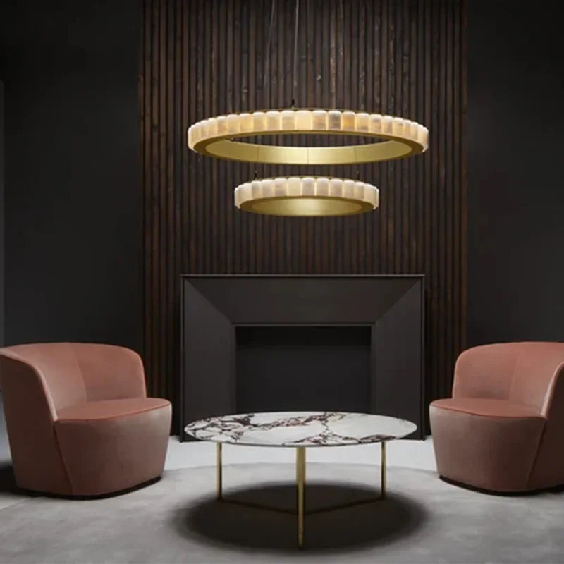 Afralia™ Postmodern Gold Marble Chandelier Light - Dimmable Nordic Pendant for Living Room