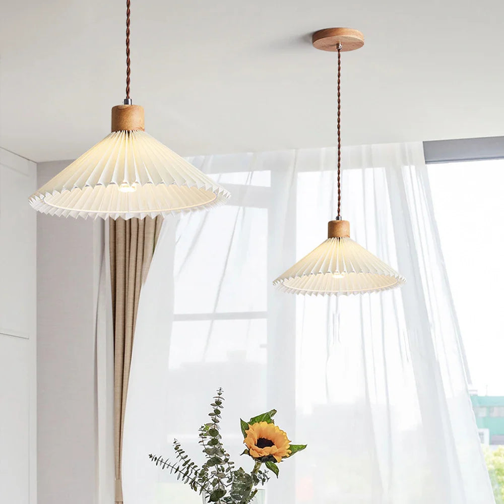 Afralia™ Pleated Pendant Lights: Nordic E27 Base Chandelier for Dining Room, Kitchen Island Lighting