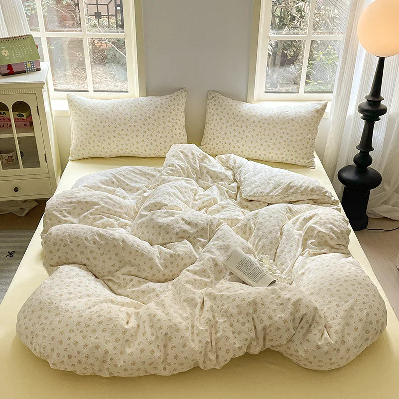 Afralia™ Cotton Flower Print Bedding Set - Romantic High-Density Comforter for Adults