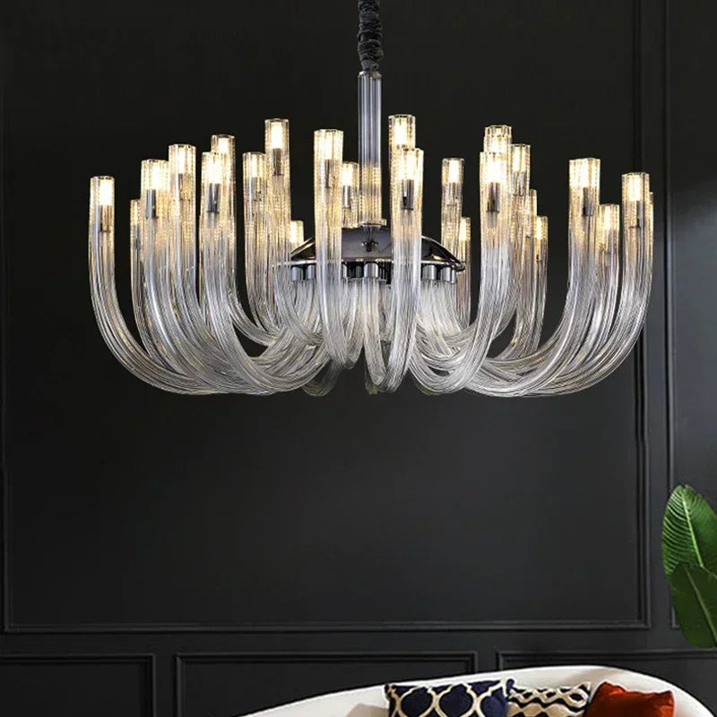 Afralia™ Luxury LED Glass Chandelier for Living Room - Designer Home Decor