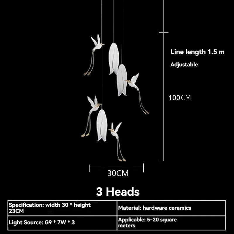 Afralia™ Ceramic Flower Chandelier for High Ceiling Staircase Loft Living Room