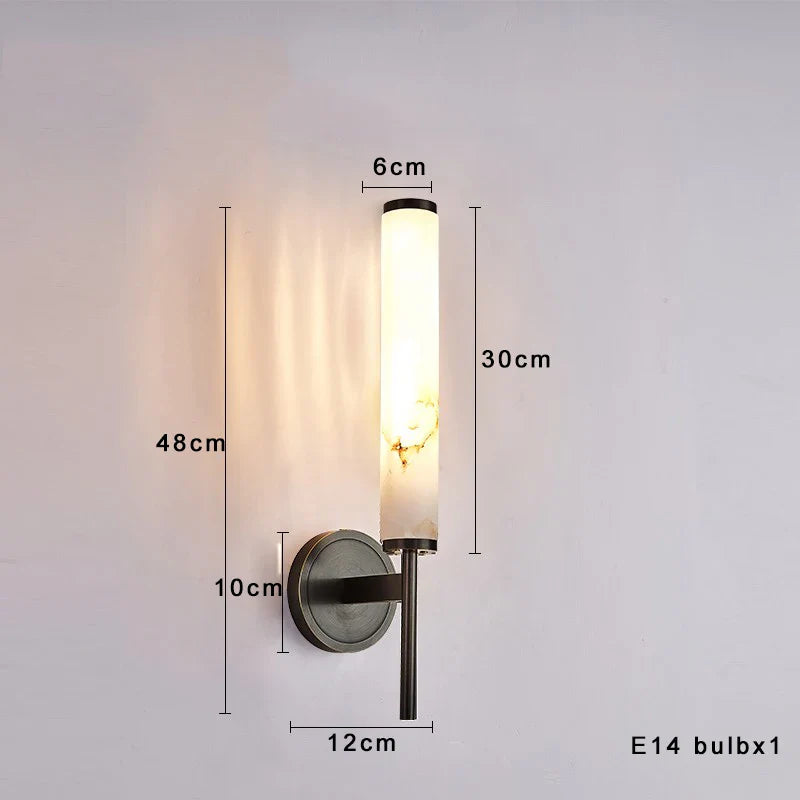 Afralia™ Modern Bronze Brass Wall Lamp with Natural Marble for Living Room Décor