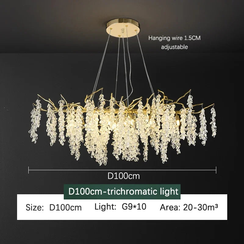 Afralia™ Golden Branch Crystal Chandelier for Luxurious European Living Room