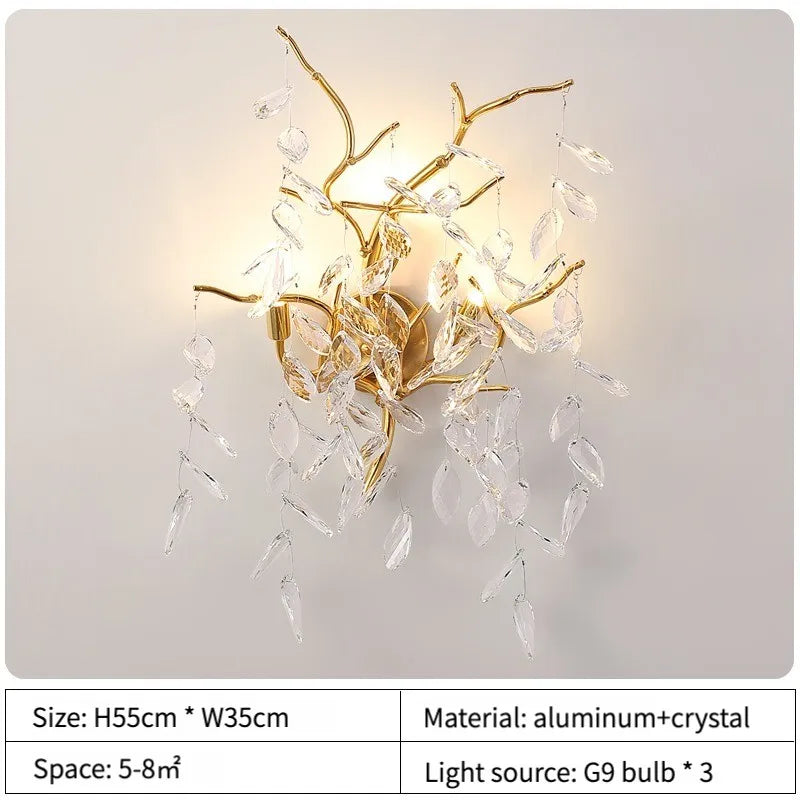 Afralia™ Gold Crystal Chandeliers for Dining Room Branch Hanging Lamp Large Lighting