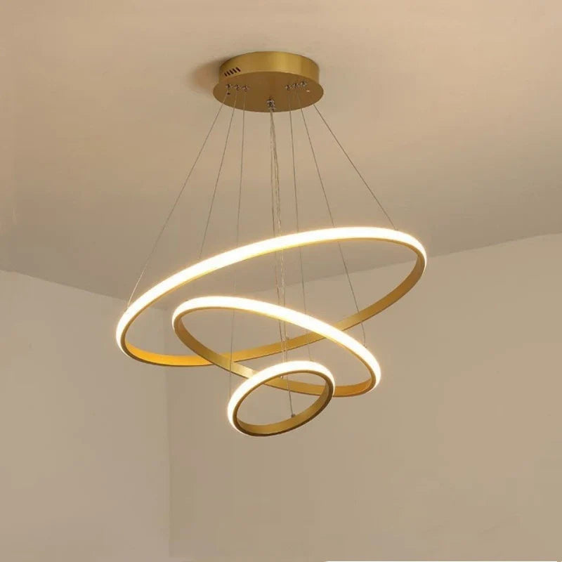 Afralia™ Luminous Circle Pendant Chandelier - Modern LED Lighting Fixture, 4 Colors