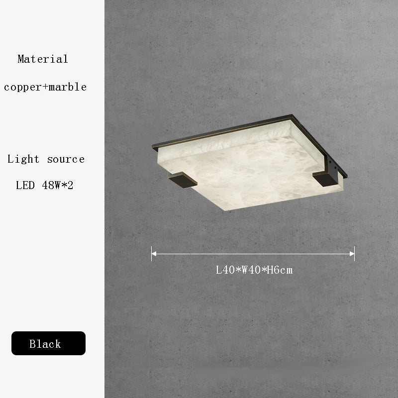 Afralia™ Marble Bronze Square Ceiling Chandelier - Bedroom Luxury Lighting