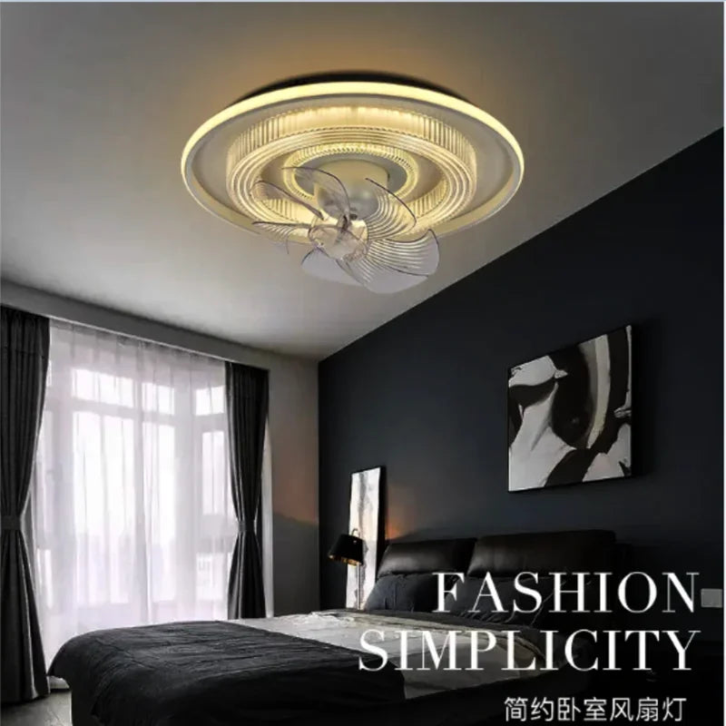 Afralia™ Dimmable LED Fan Lights Ceiling Lamp with Remote Control for Bedroom Living Room