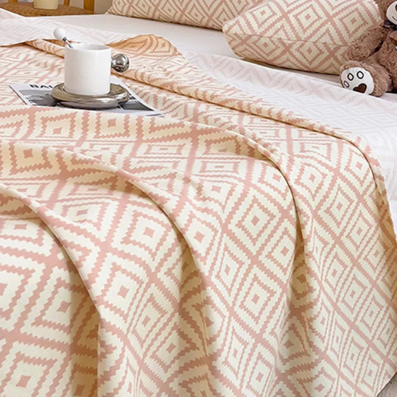 Afralia™ Diamond Pattern Bed Sheet Set: High Quality Polyester, Breathable Cool Mat for Summer