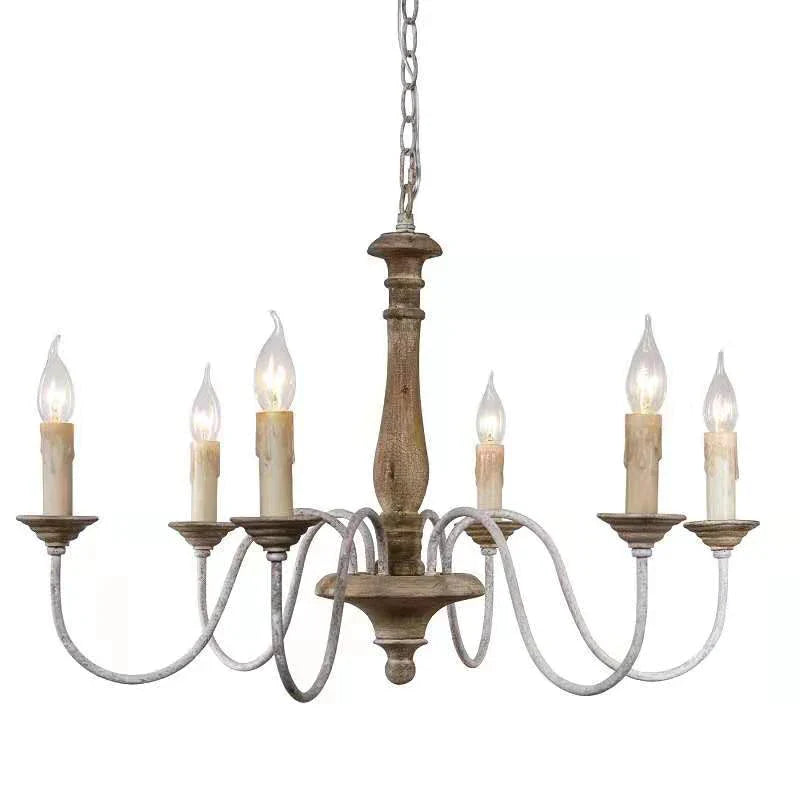 Afralia™ Rustic Wooden Chandelier Light for Living Room Kitchen Bedroom