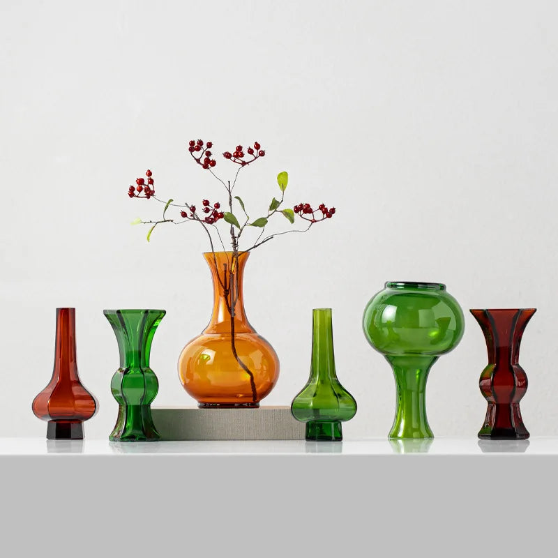 Afralia™ Green Glass Geometry Vase Hydroponics Terrarium Home Decoration Accessory