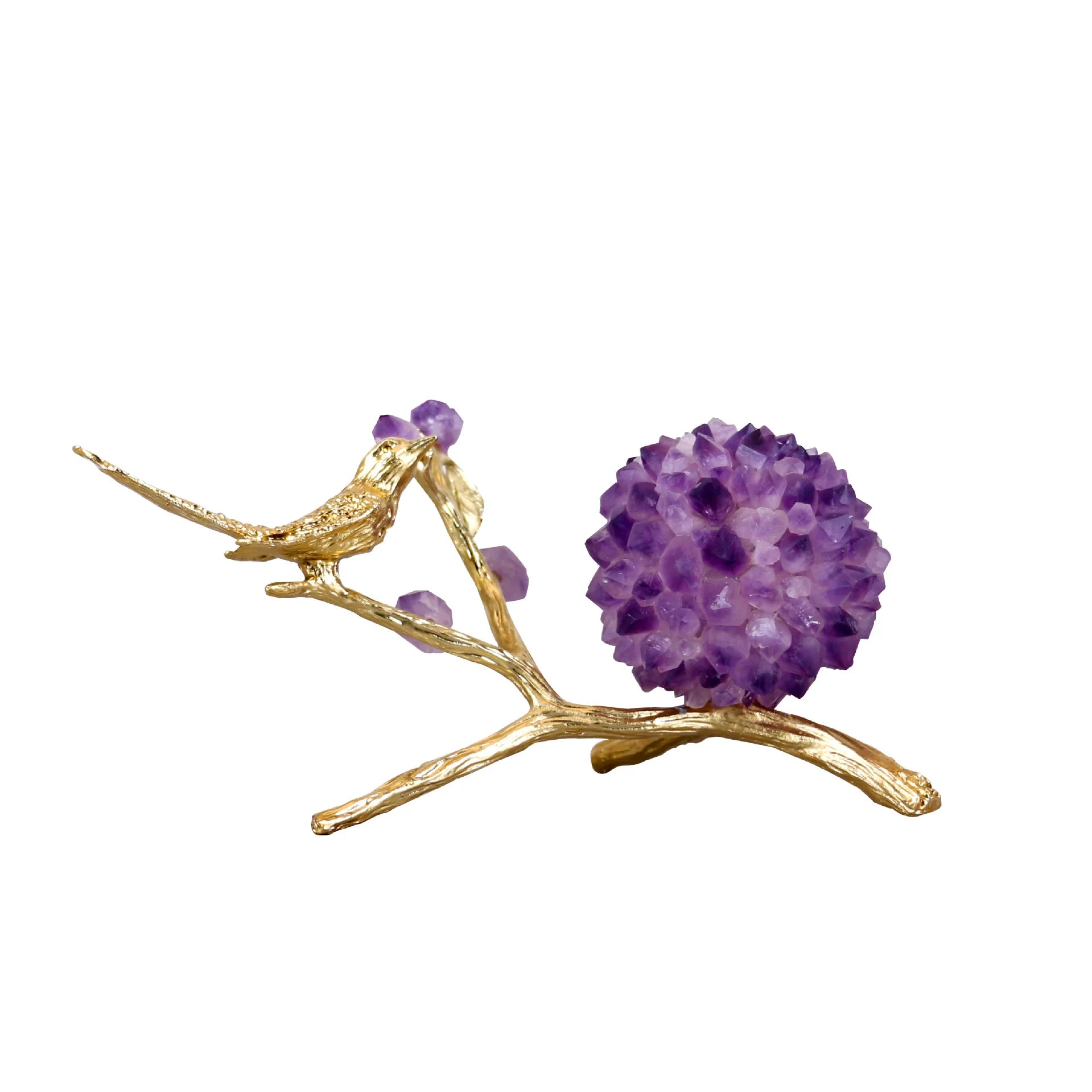 Afralia™ Amethyst Flower Ball Bird Sculpture Desk Decoration