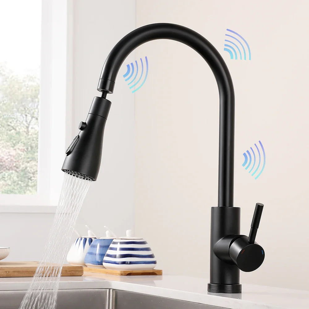 Afralia™ Smart Touch Kitchen Faucet Rotate Sink Mixer Touchless Sensor Water Tap