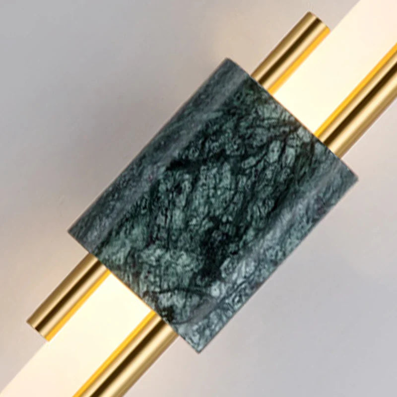 Afralia™ Green White Marble Wall Lamp - Luxury Golden Decor LED Light