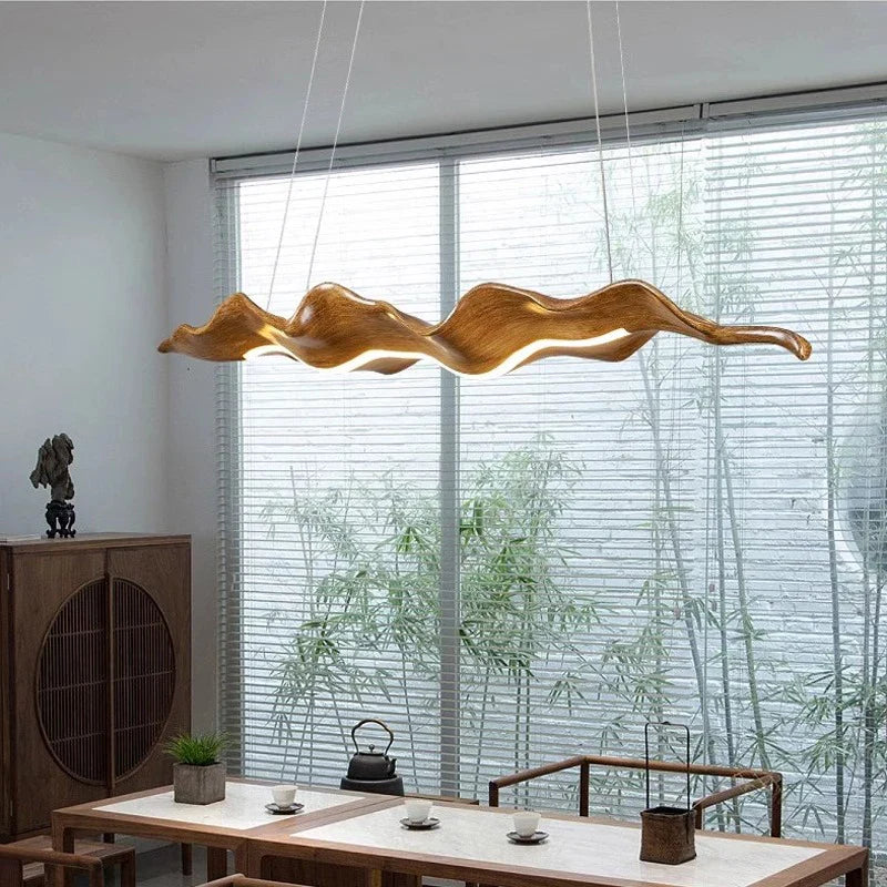 Afralia™ Leaf Pendant Light: Modern Wood Hanging Lamp for Kitchen Dining Office Decor